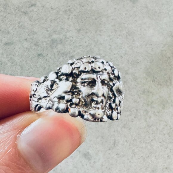 Handmade Sterling Silver Genuine Artisan Ring Diety Zeus Roman Face Mythology 7 - Picture 3 of 4